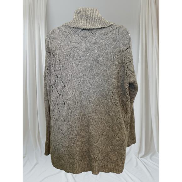Elsamanda Italy Mohair Blend Cowl Neck Sweater Oversized Knit Taupe Gray - Picture 4 of 10